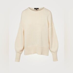 THEORY Cotton Chainette Chunky Slit Ivory Sweater Size Medium